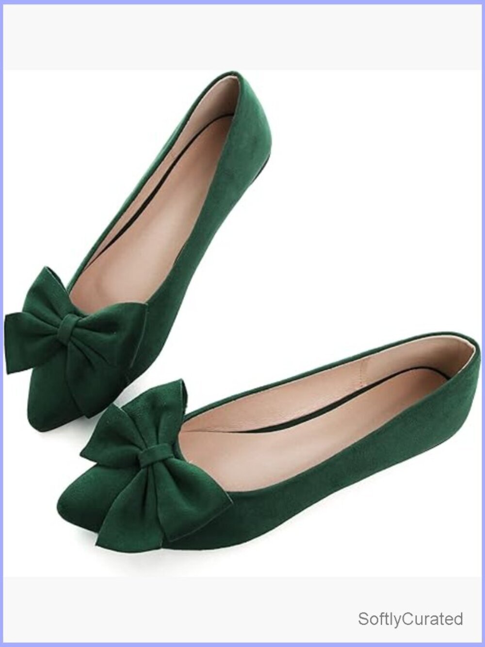 Pointed Toe Ballet Flats with Bow, Slip-On Office Shoes, Comfortable